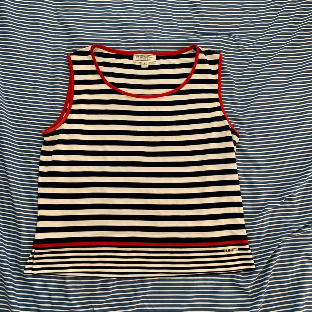 St John red white and blue striped tank top